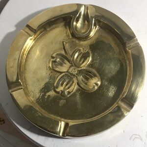 Vintage MCM poured brass pipe cigarette ash tray